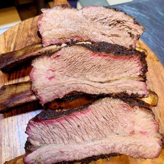 Sliced smoked brisket