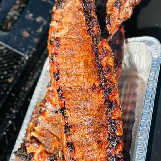 Racks of smoked ribs