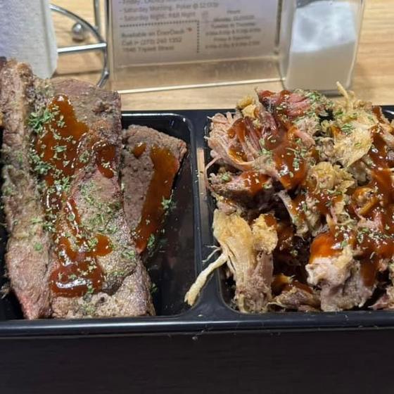 Smoked sampler: ribs, brisket, pulled pork